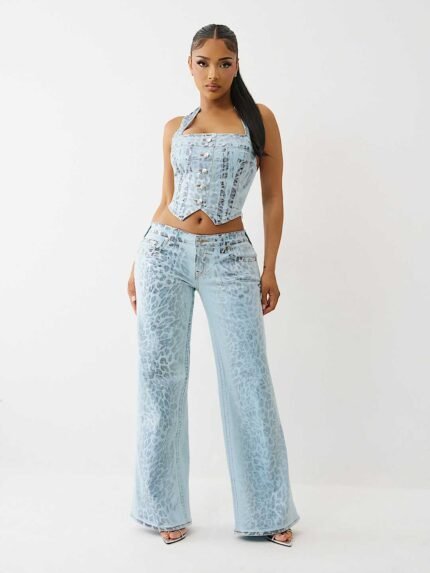 BOBBI FOILED LEOPARD LOW RISE BAGGY JEAN